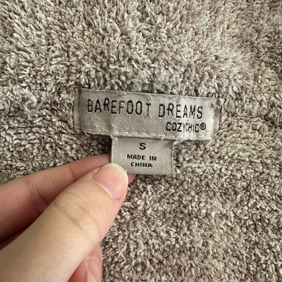 Barefoot Dreams CozyChic Taupe Gray Cardigan Size S Soft Plush Knit Open Front - Picture 2 of 9